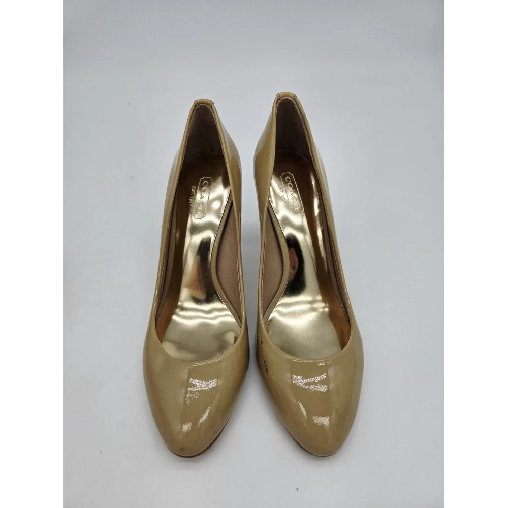 Coach Nala Heel Tan Beige Patent leather size 7 B Pump